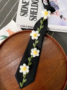 Women's Fashion Wool Floral Print Tie, Adjustable Leaf Design, Perfect for Dates, Parties, Festivals, Casual Daily Wear, Office Accessories