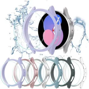 [6+8] Pack for Samsung Galaxy Watch FE/Galaxy Watch 5/Galaxy Watch 4 40mm Screen Protector Case, Hard PC Protective Bumper Shell + Anti-Fog Tempered Glass Film, Waterproof Face Cover Set