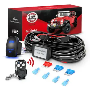 Nilight Remote Wiring Harness for LED Light Bar Wireless Strobe Flash Work Light Driving Lights 12V 15A 16AWG Remote Controller 5PIN Switch Waterproof Power Relay Blade Fuse-2 Leads Black Lighting  dealsforyoudays