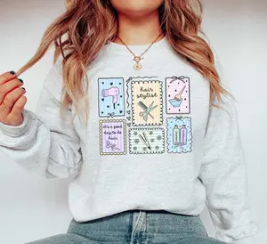 Hair Stylist Sweatshirt , Hairstylist Coquette Stamp Sweater , Hair Stylist Gifts , Hair Dresser , Cosmetologist Gift ,  Cosmetology School