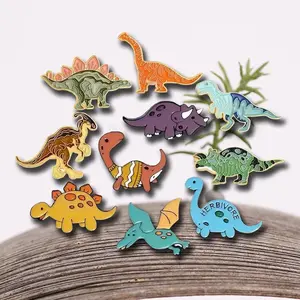 10pcs Alloy jewelry cartoon cute dinosaur shaped baked paint brooch badge