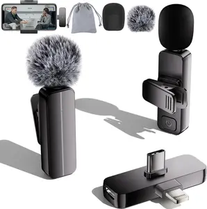 2-Pack Wireless Mini Lavalier Lapel Microphone for iPhone,Android Phone(2 in 1) - 65ft Cordless Clip on Dual Mics with Noise Reduction 6H Working Time for Video Recording Vlogging, YouTube