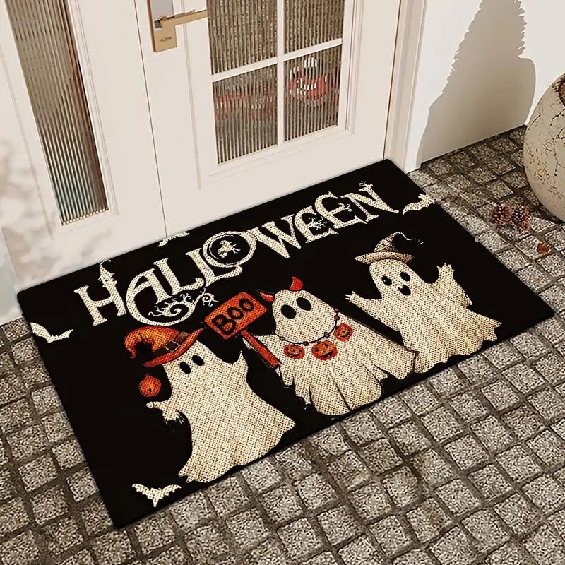 1 Pc Three Ghosts On Halloween Diatom Mud Anti Slip And Water Absorbing Entrance Door Mat Indoor And Outdoor Door Mat Kitchen Dining Room Bathroom Bedroom Decoration Holiday Home Decor