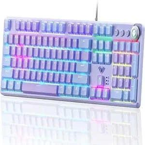 AULA Keyboard, F2088 Pro 108 Keys Purple Mechanical Red Switches Keyboard
