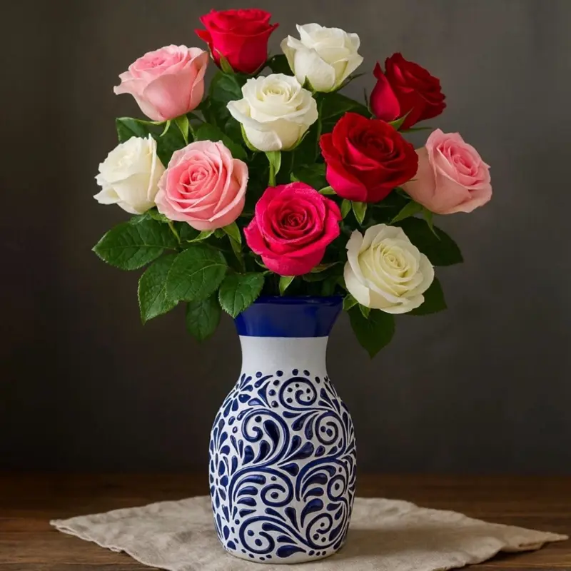 Traditional Cielito Lindo Flower Vase | Cobalt blue & White