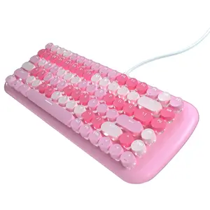 MOFII Mofii Wired Mechanical Keyboard, 87 Keys Gaming Keyboard with Pink Switch & White Backlight, Multimedia Shortcuts Keyboard for Gaming, Office, Home, Lighted Mechanical Keyboard