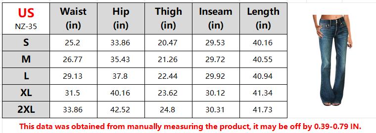 Women's Trendy Stretchy Flare Jeans Mid Rise Bootcut Curvy Denim Pants Comfortable Tummy Control Curve Baggy Fit - Womenswear