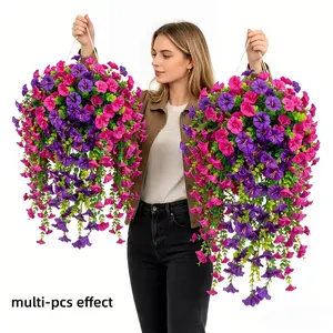 4pcs Hanging Artificial Morning Glory Vine - UV-Resistant Plastic Fake Flowers with Flower Design, Backyard & Outdoor Decor, Home Office Home Supplies summerwins,summerwins