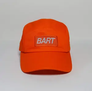 BART Core 5-Panel Hat - Vivid Orange, Adjustable Strap, 100% Cotton, Lightweight, Breathable, Unisex, Ultra-lightweight 2.5 oz