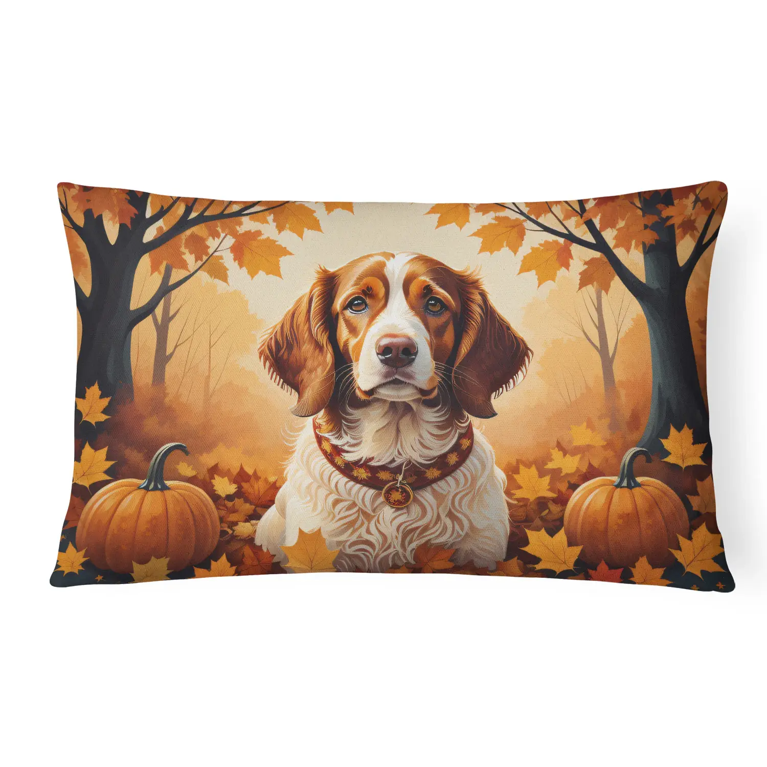 Brittany Spaniel Fall Throw Pillow