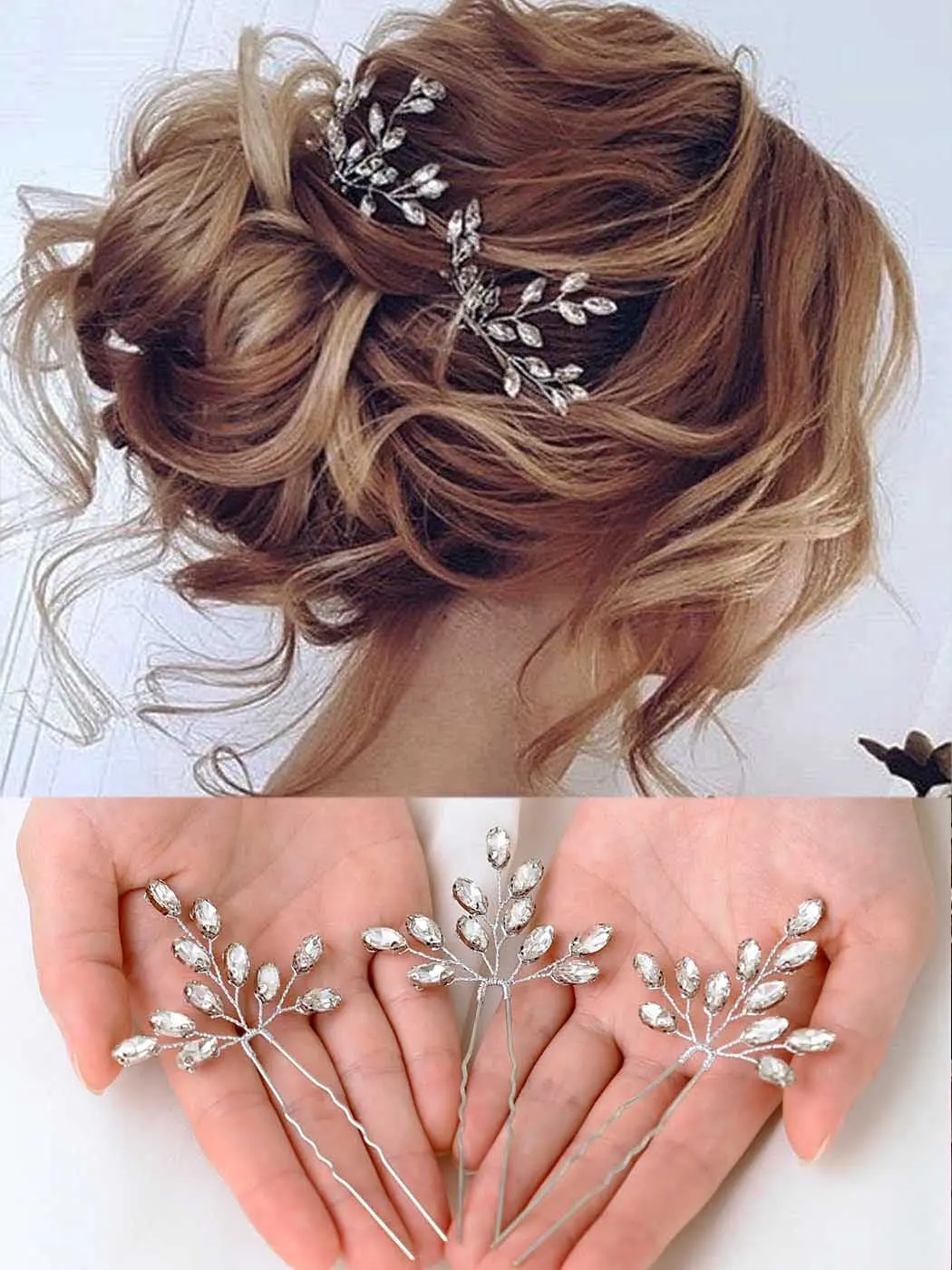 Bridal Hair Pieces, 3-Piece Crystal Flower Rhinestone Hair Pins for Women, Wedding Fashion Accessories, Fashion Hairpins, Rhinestone Hair Clips