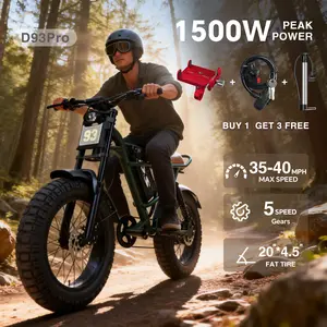 Upgraded electric bicycle maximum speed of 35~40 MPH  adopts a high carbon steel frame, hydraulic shock absorption, full suspension system, 48V 20.8AH 1500W motor, riding assistance range of 40-70 miles, 20 * 4.5-inch all terrain tires, snow tires