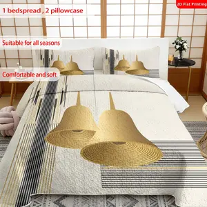 2026 Luxury Bedding Trend! 3Pcs Gold Bell Geometric Bed Cover Set | 1 Bedspread + 2 Pillow Shams | Elegant Bedroom Upgrade | All Sizes (Twin/Queen/King)
