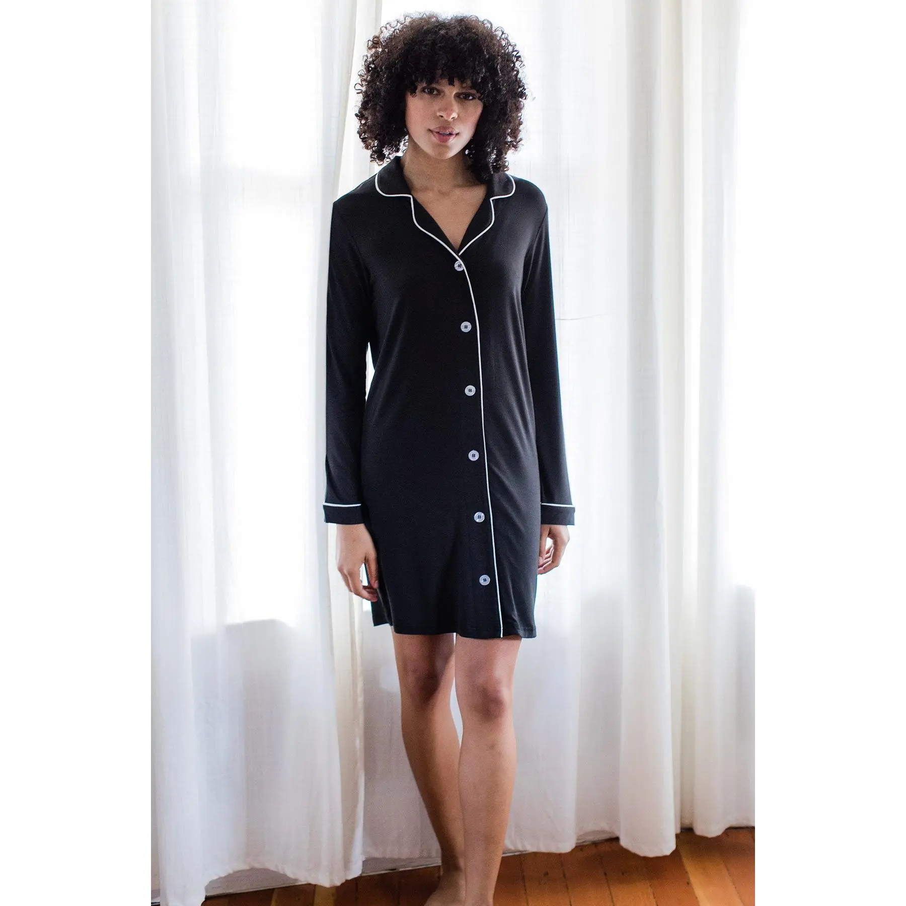 Amber Classic Button Front Bamboo Nightshirt