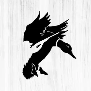 Duck Hunter Silhouette Sticker – Flying Duck & Shotgun Outline Decal for Waterfowl Hunters