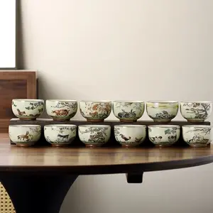 Ru Yao Handmade Ceramics Collectible Chinese Zodiac Meditation Tea Cup with Open Crackle Glaze for Homeowner's & Guest Use Featuring Mythology Stories Unique Design & Functionality