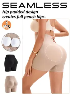 2-pack High Waist Padded Shapewear Shorts Tummy Control Butt Lifter Body Shaper Underwear Booty Lifter Padding Hip Enhancer Shorts Snatching Waist Cincher Set