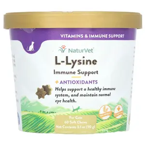 NaturVet L-Lysine Immune Support + Antioxidants, For Cats, 60 Soft Chews, 3.1 oz (90 g)