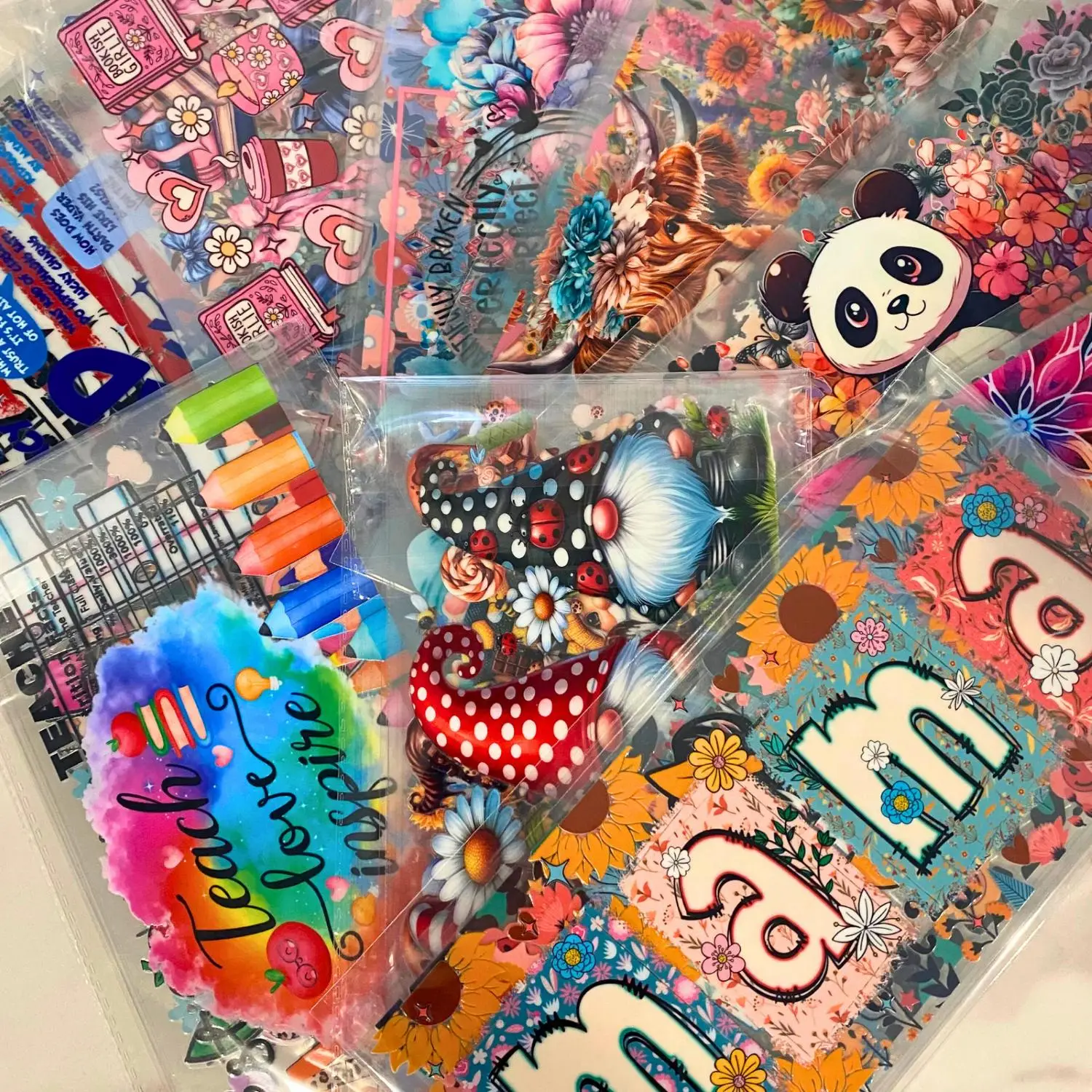 Themed UV DTF 16oz Wrap Bundles, UV DTF Wraps and Decals, 16oz Size, Cup Stickers, Cup Wraps, Mom, Dad, Flower, Cow, Animal, Reading, Book, Sarcastic