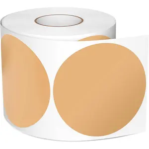 3 Inches Brown Circle Stickers Roll 500 count, Self-Adhesive Large Round Color Coding Labels Vinyl Writable  for Warehouse Business  School Office