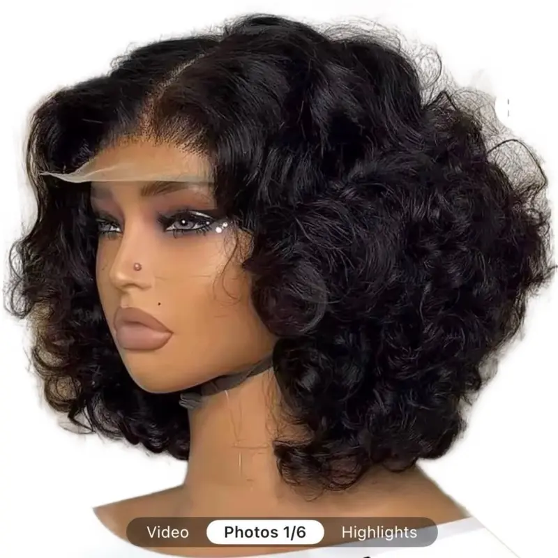 Brazillian Short Bob Body Wave 13x4 transparent lace front Human Hair