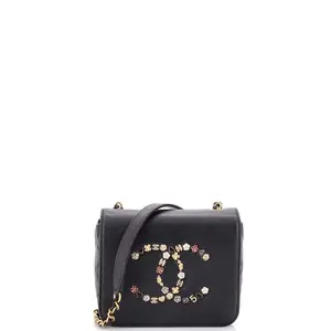Pre-owned CHANEL material Messenger Bags Giant Crystal CC Flap Bag Lambskin Mini by Rebag