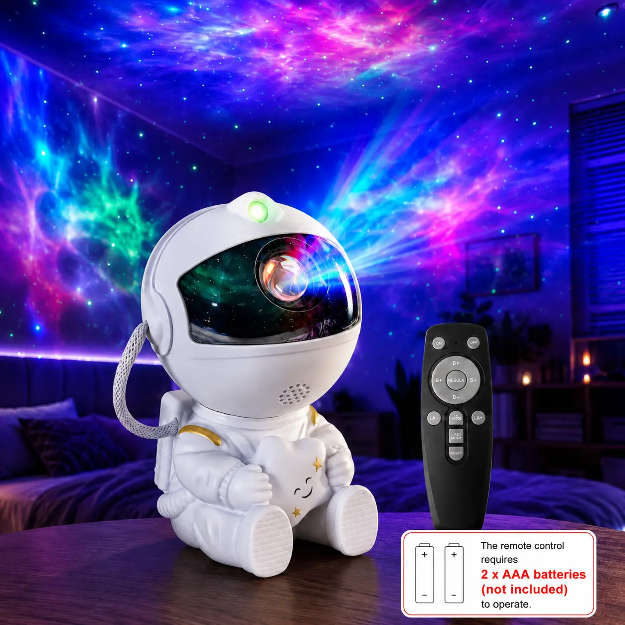 1pc Astronaut Sky Projector Night Light – Colorful Galaxy LED Star Lamp for Bedroom, Party, Game Room & Ceiling Decoration