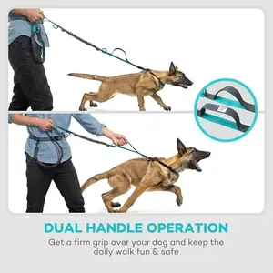 Hands Free Dog Walking Belt Jogging Waist Pet Dual-Handle Training Bungee Leash