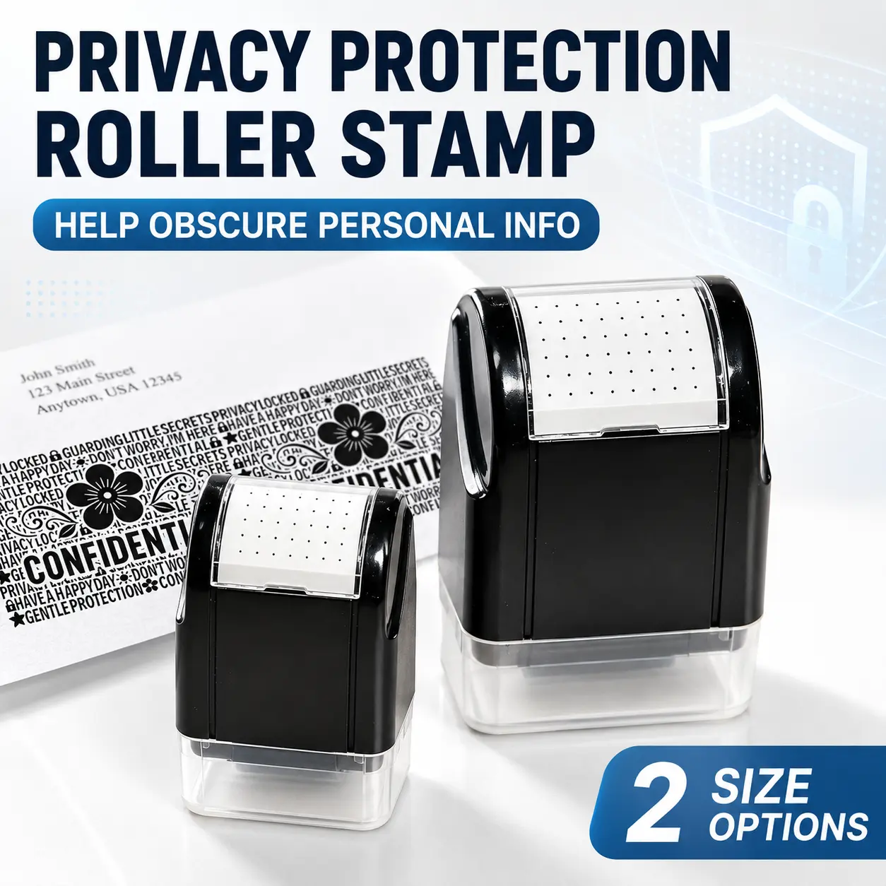 Privacy Protection Roller Stamp, Identity Guard Confidential Stamp, Wide Coverage Address Blocker for Mail, Bills, Receipts & Shipping Labels, Home Office Privacy Tool