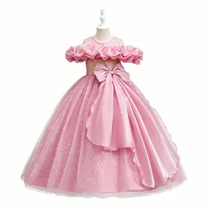 Girls  Ball Gown Princess Dress Puffy Tulle Sequin Skirt with Big Bow  Birthday Party Flower Girl Dress