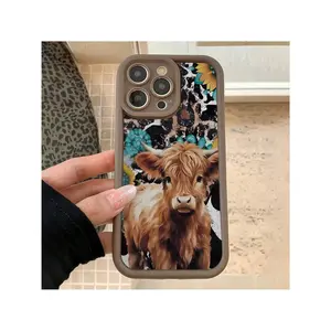 Cute Cow Pattern Phone Case, TPU Decorative Phone Protector Cover, Phone Accessories Compatible With IPhone