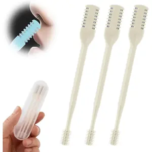 2024 New Double Sided Nose Hair Knife, 2-in-1 Nasal Hair Cutter, Nostril Hair Remover Tool, Portable Manual 360° Rotating Nose Hair Trimmer with Ear Picker for Women Men