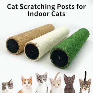 Cat Scratching Post Replacement for Indoor Cats 4Pcs 15.7in Cat Scratch Post Refill Pole Parts Sisal Rope Cat Furniture Protector with M8 Screws for Cat Tree Tower (White)
