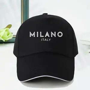 Milano Italy Letter Print Fabric Baseball Cap - Unisex Adjustable Elastic Fit, Lightweight, Hand Washable, Sports Theme Outdoor Sun Protection Hat