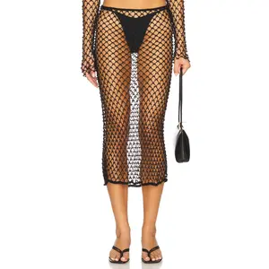 Lovers and Friends Marnnie Beaded Crochet Skirt in Black
