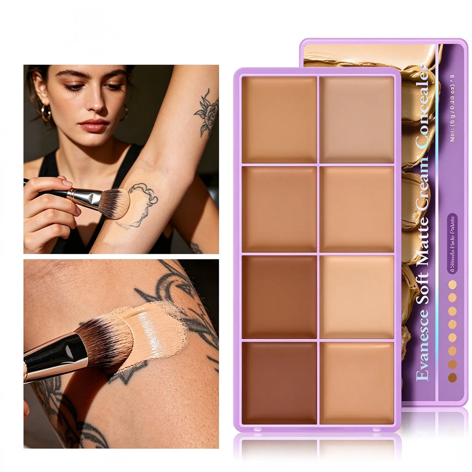 8-Shade Smooth Compact Soft Matte Cream Concealer & Foundation Palette with Contour & Correction, Waterproof Longwear Buildable Full Coverage Makeup for Acne, Dark Circles, Light-Medium-Deep Skin Tones,familyfun