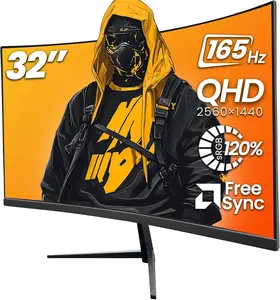 2026 New 2560x1440 Resolution Frameless Gaming Monitor - 32 Inch Curved Borderless 2K 165Hz computer monitor, 1500R curved gaming eSports-Grade portable monitor - Ideal gaming monitor Gift for Dads & Boyfriends