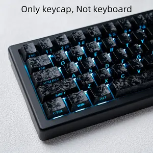 Carbon fiber patterned keycaps, forging carbon texture, Side-engraved characters with light transmission, cherry height, PBT+PC material, compatible with 6.25U space bar 61 63 64 68 75 81 84 87 98 99 100 104 108, RGB Backlight Keycap
