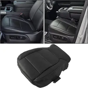 Synthetic Leather Seat Covers Driver Bottom Side Compatible with 2019 2020 2021 Silverado Crew Cab Black LT WT Truck Cushion Protector Interior