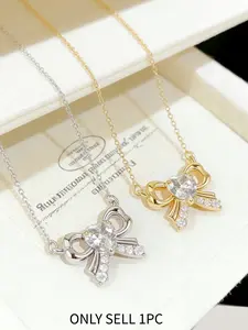 Hypoallergenic Bow Adjustable Necklace, Trendy Minimalist Sweet Jewelry, Perfect Gift for Her, Elegant and Comfortable