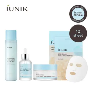 IUNIK Beta Glucan Intense Hydration Booster Line Set | Beta Glucan Serum + Lacto Milk Essence + Family Moisture Mask + 3X Barrier Cream
