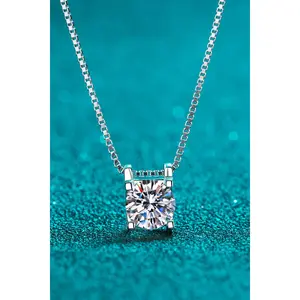 1 Carat Moissanite 925 Sterling Silver Chain Necklace