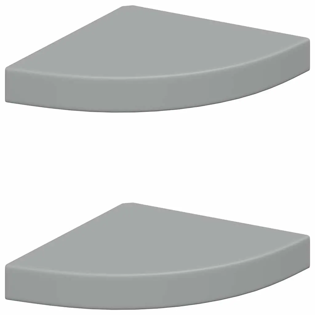vidaXL Wall Corner Shelves 2 Pcs, Floating Corner Shelf, Display Shelf, Wall Mounted Shelf for Book DVD CD Photo Frame, Modern Style, Gray MDF 323902