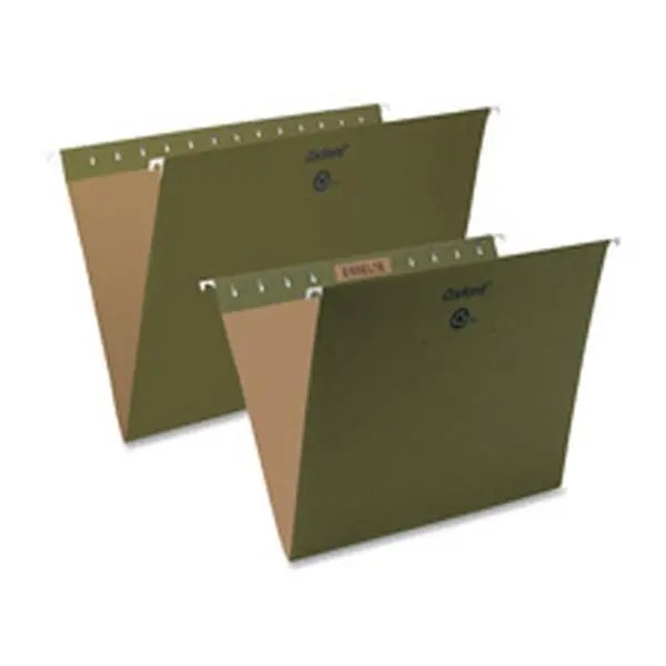 Pendaflex PFX81601 Essentials Standard Green Hanging Folders with Crimped Rod for Office Filing