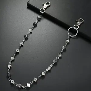 Dice Wallet Chain Y2K Alt Punk Metal Key Chain with Solid Metal Links and Strong Clasps for Secure Wear 23 in Length