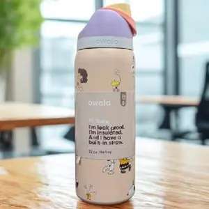 Owala Sn0o-py Cute Water Bottle pink – Insulated, No Leak, Built-in Straw