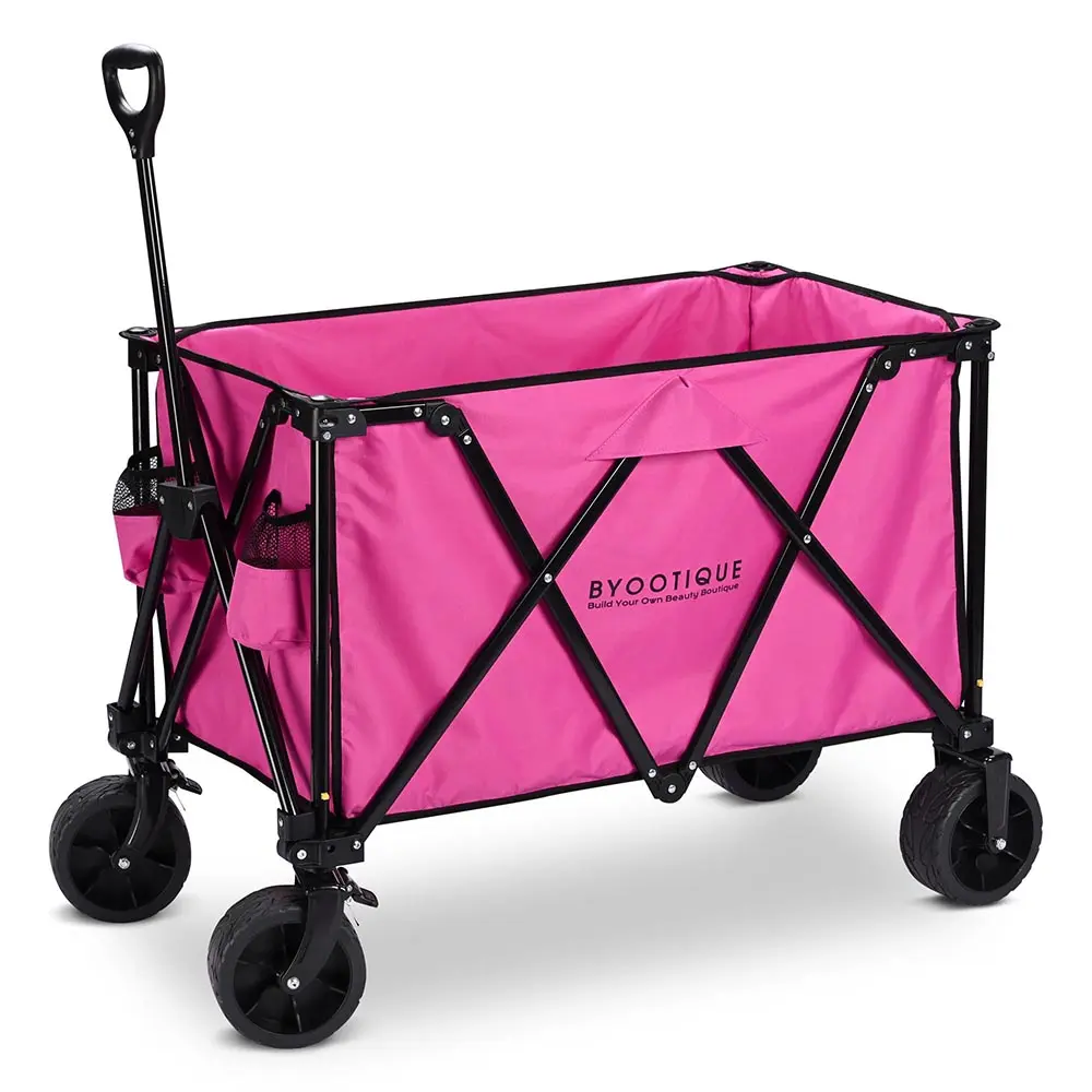 Byootique Pink Folding Wagon with 4 All-Terrain Wheels and 255L Capacity