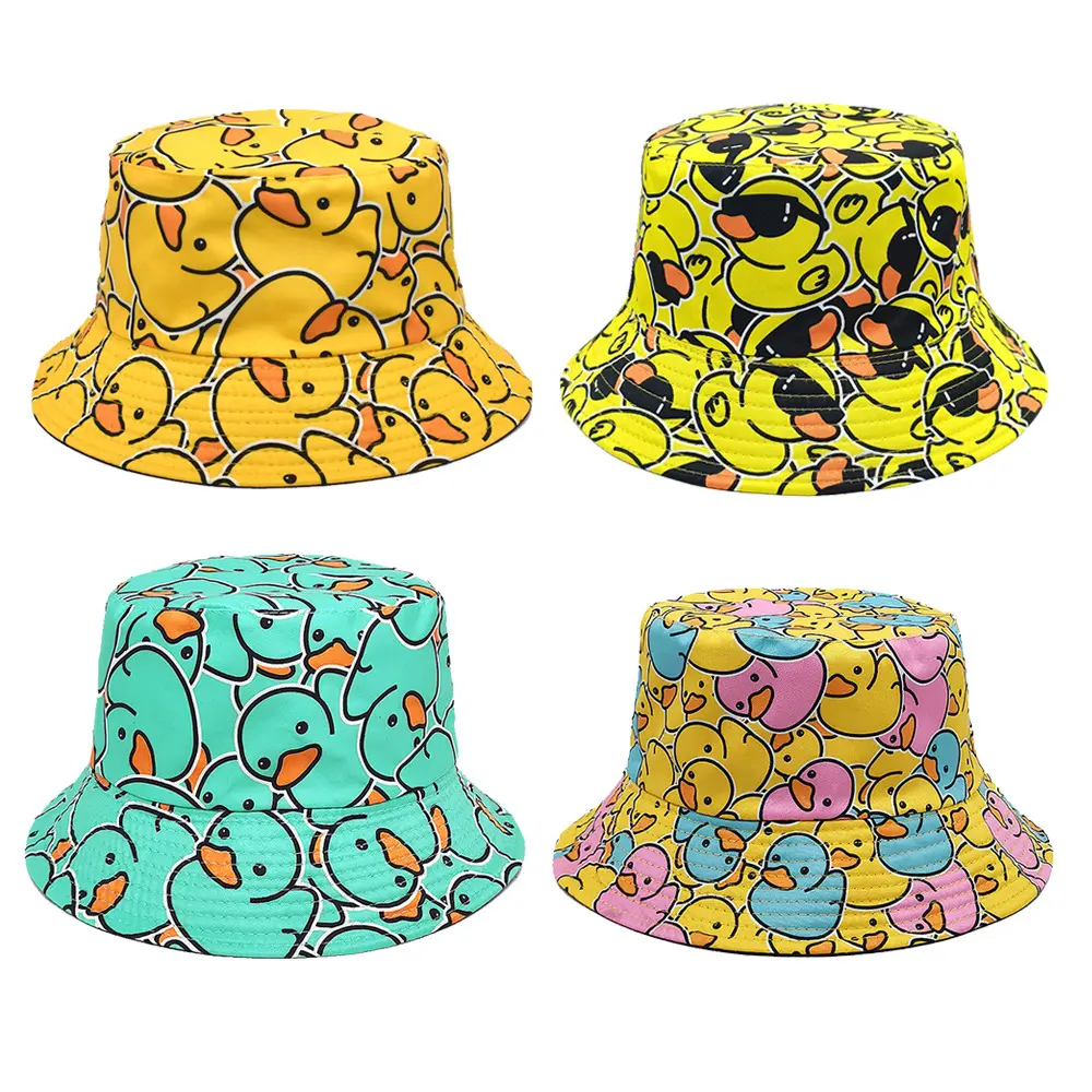 Cute Duck Casual Fishing Bucket Hats - Cooling Sun Protection Fashion Beach Caps, Packable Outdoor Headwear for Women and Men, Casual Hat, Fishing Bucket Hat