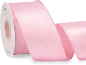 Light Pink Satin Wired Ribbon 2.5 Inch Pink Christmas Ribbon for Gift Wrapping Wreaths Garland Tree Decoration Crafts Home Decor-Continous 20 Yards