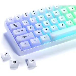x XVX Keyboard Keycaps White, Clear Jelly Keycaps 60 65 75 100 Percent, Translucent Cute Custom Key caps Set 124  for Mechanical Gaming Keyboards(Cherry Profile)